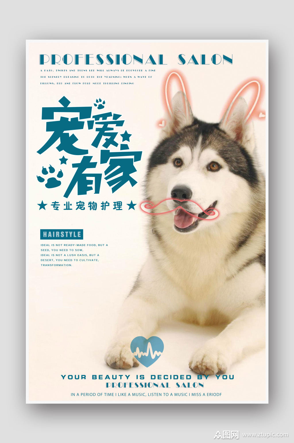 宠物之家萌宠宠物促销宣传海报