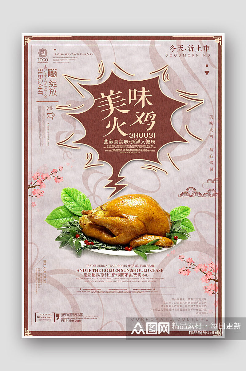 感恩节家人团聚火鸡创意宣传设计海报素材