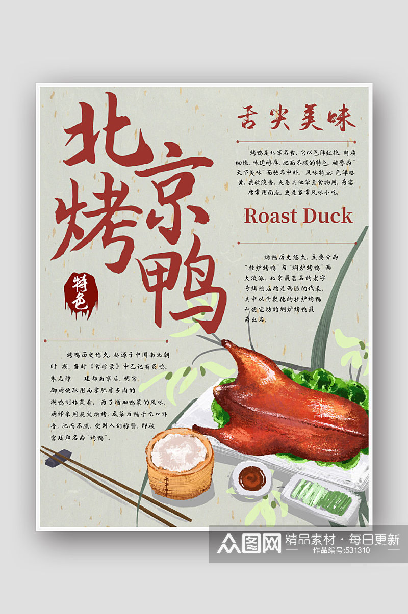 特色美食北京烤鸭海报素材