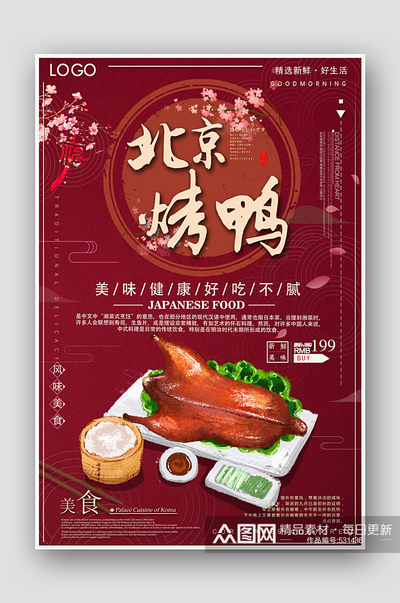 北京烤鸭餐饮美食海报素材