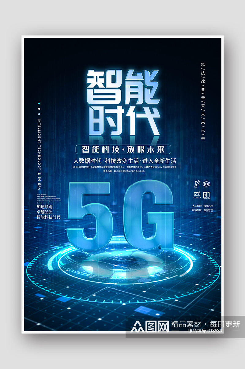 5G蓝色科技促销海报设计素材