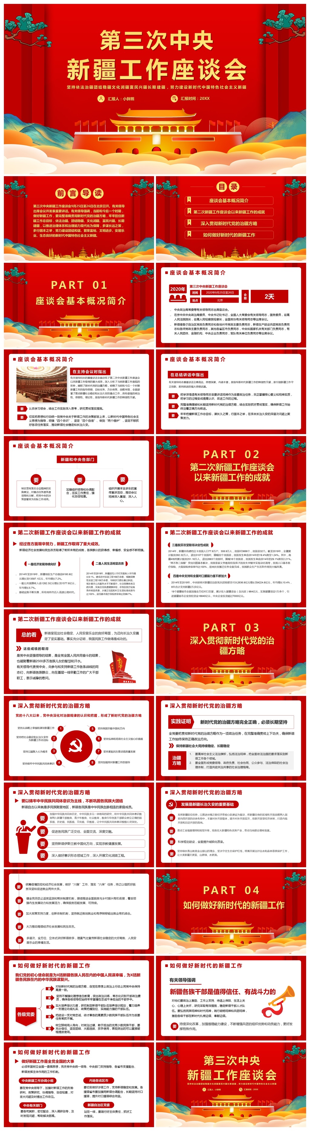 党政第三次中央新疆工作座谈会PPT模版素材