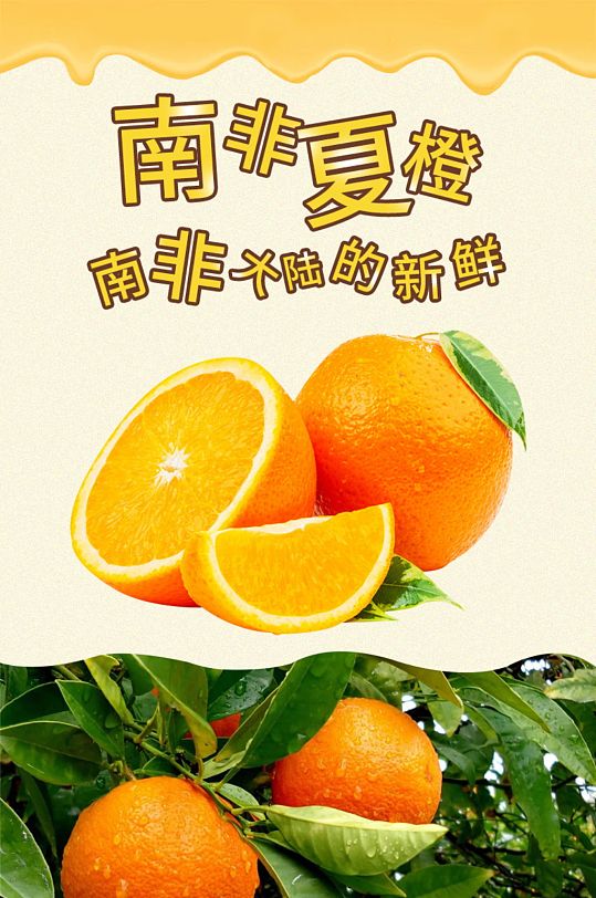 电商淘宝简约风橙子脐橙食品详情页