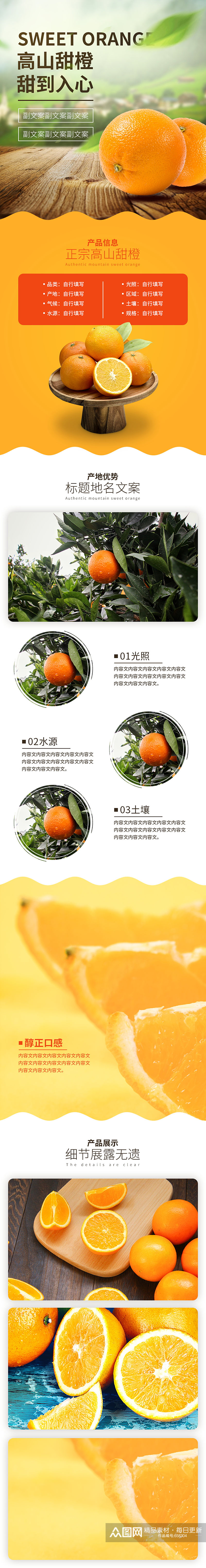 橙子橘子水果食品详情页素材