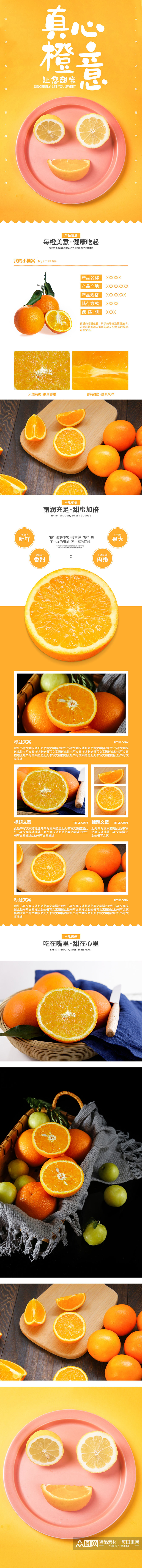 淘宝天猫简约风脐橙红肉橙子水果详情页素材