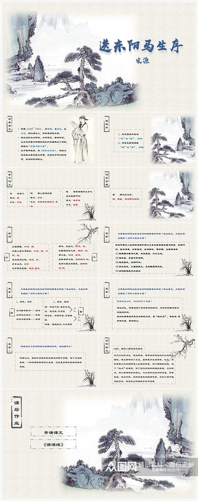 8年级送东阳马生序课件PPT模板素材