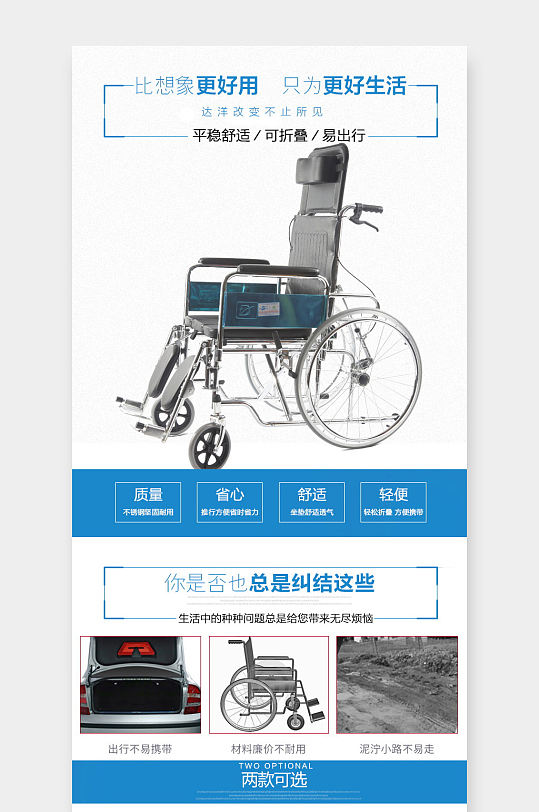 可折叠医用轮椅详情页