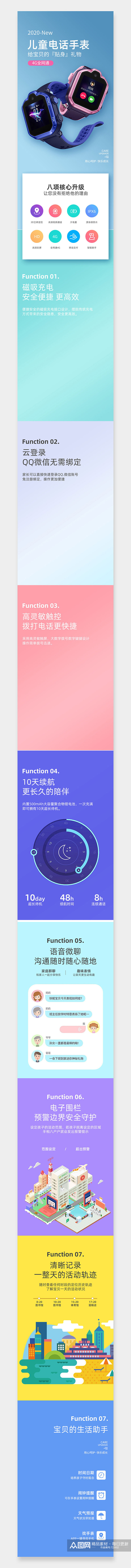 C4D时尚简约儿童智能电话手表详情页素材