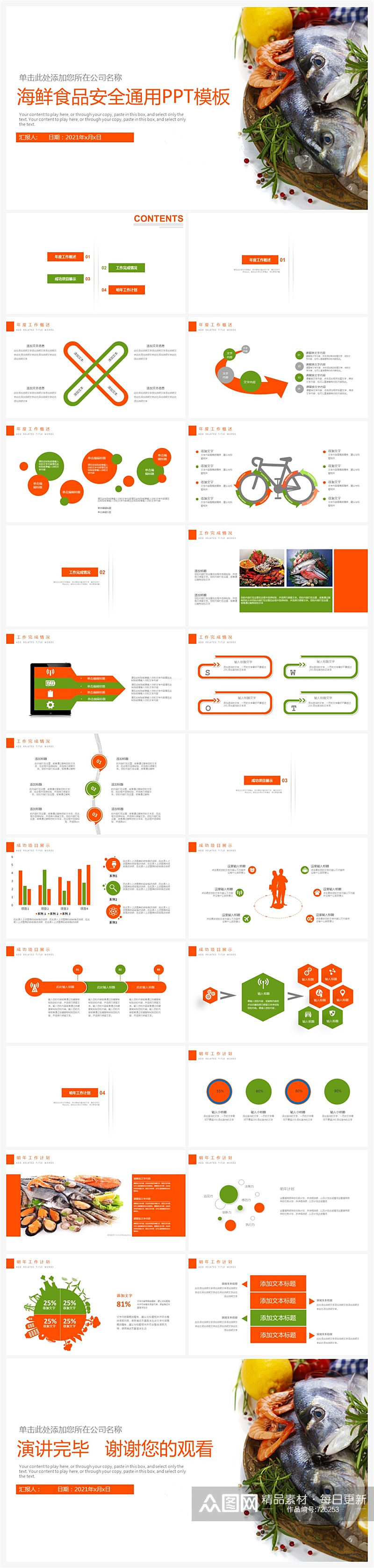 4餐饮美食海鲜食品安全通用PPT模板素材