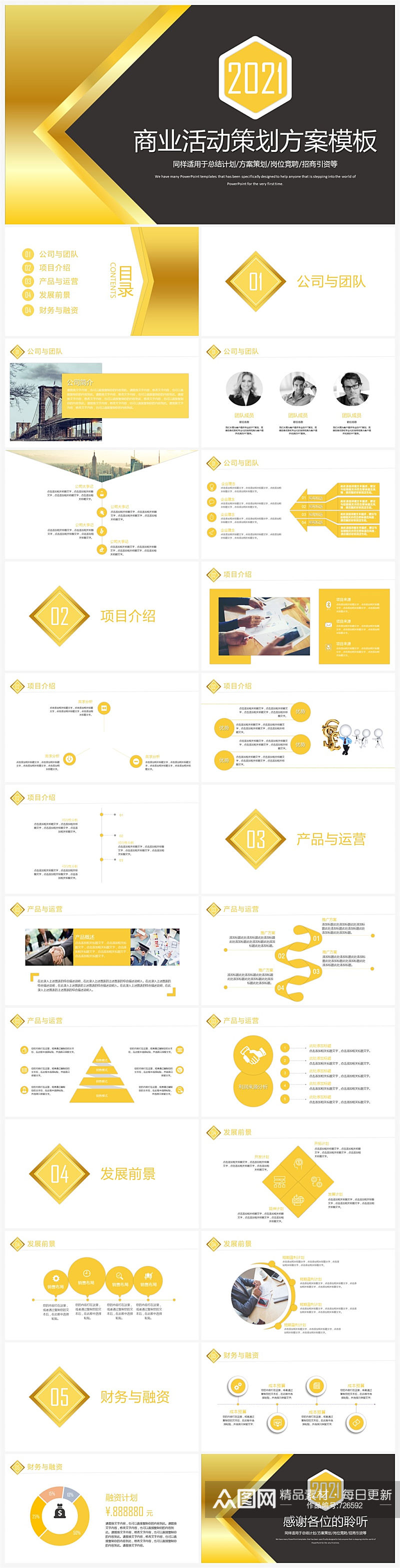 黑金项目营销策划PPT模板免费下载素材