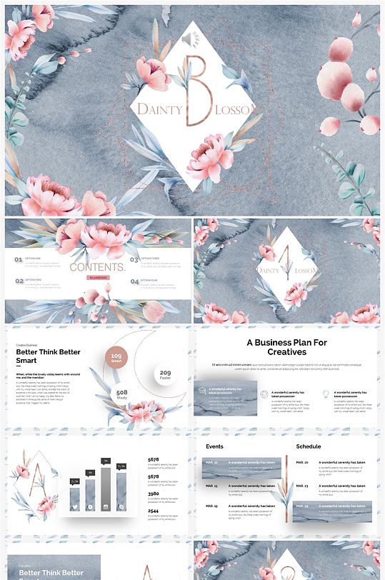 北欧小清新手绘北欧水彩植物ins风PPT