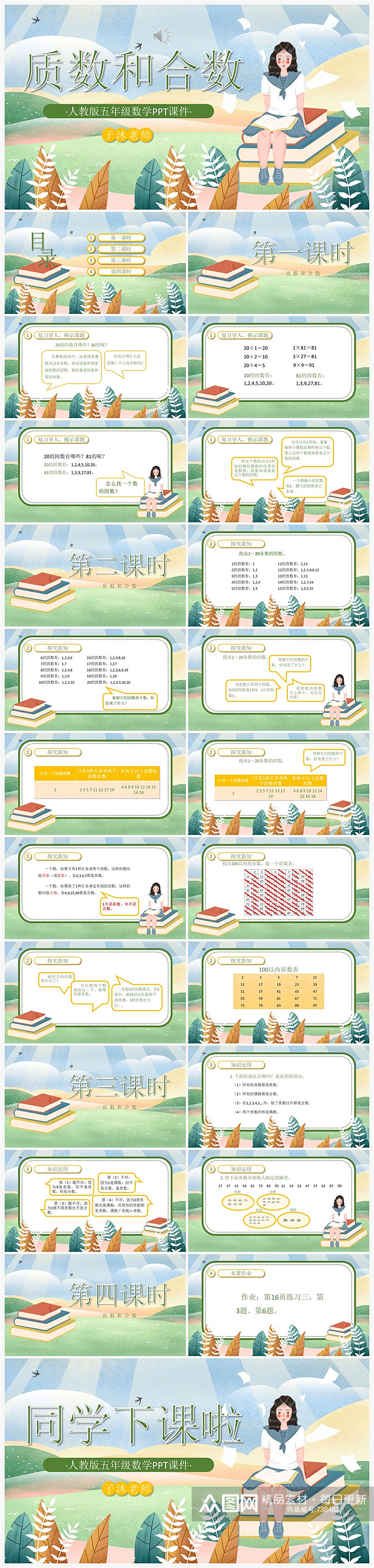 小学数学课件5年级质数和合数PPT模板素材