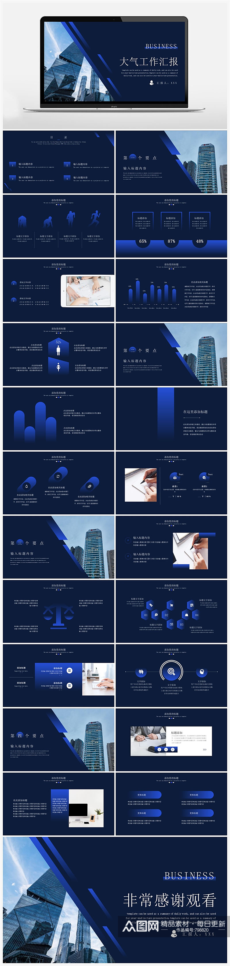 年终述职年终总结汇报蓝色大气商务ppt素材