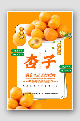 简约黄杏水果热卖爆款海报设计