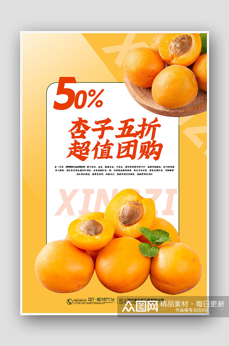 简约杏子水果特卖海报设计素材