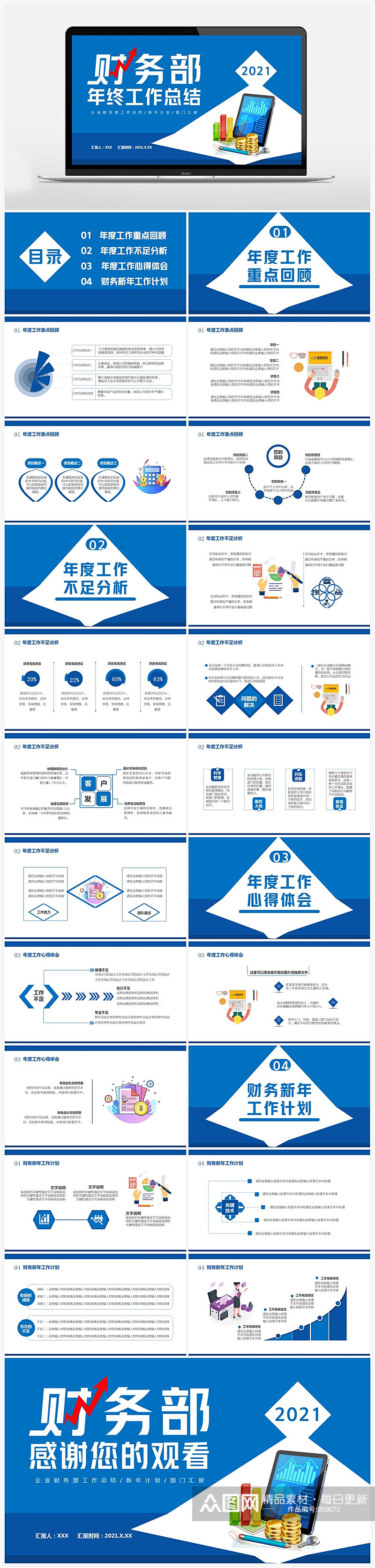 财务部年终工作总结新年工作计划PPT素材