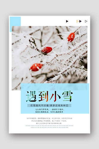 创意小清新遇到小雪节气海报