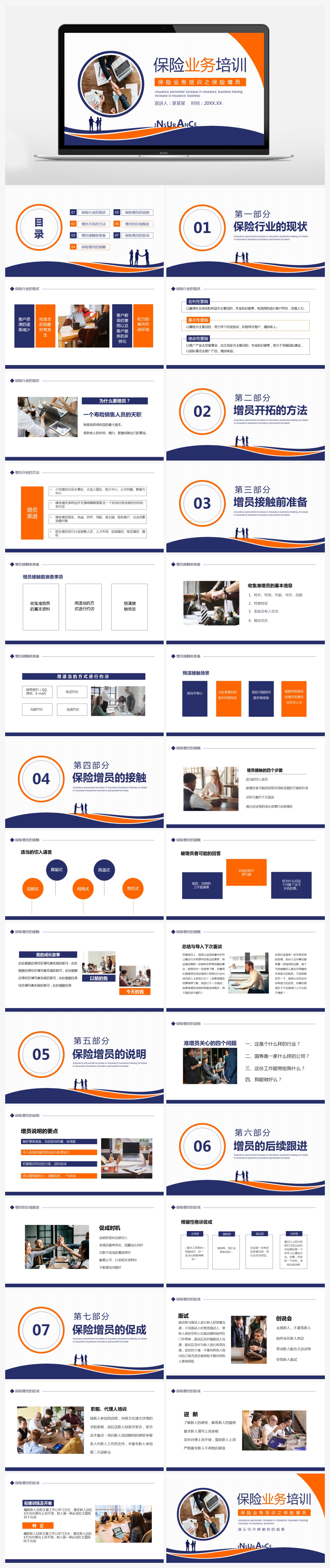 商务风保险增员保险业务培训PPT素材