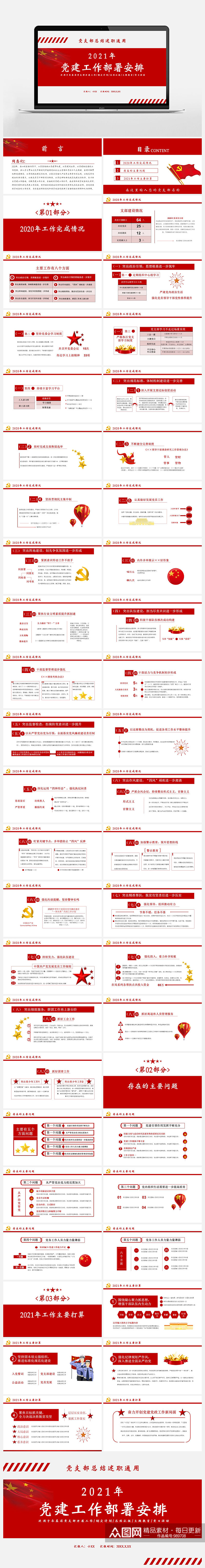 简约党政风党建工作部署安排通用PPT素材