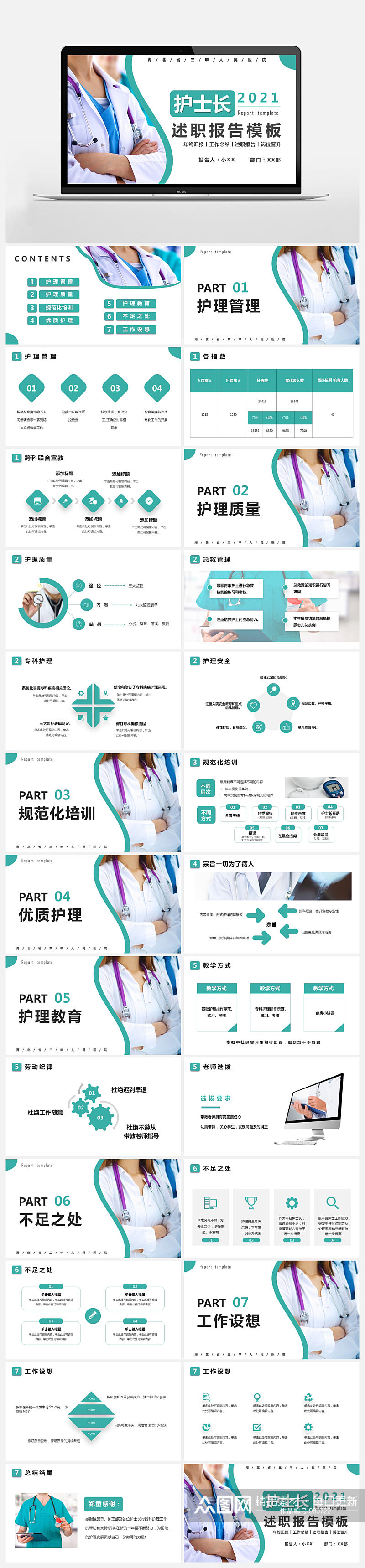 简约商务风护士长述职报告PPT素材