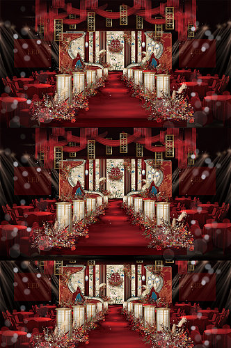 中式红色舞台效果图