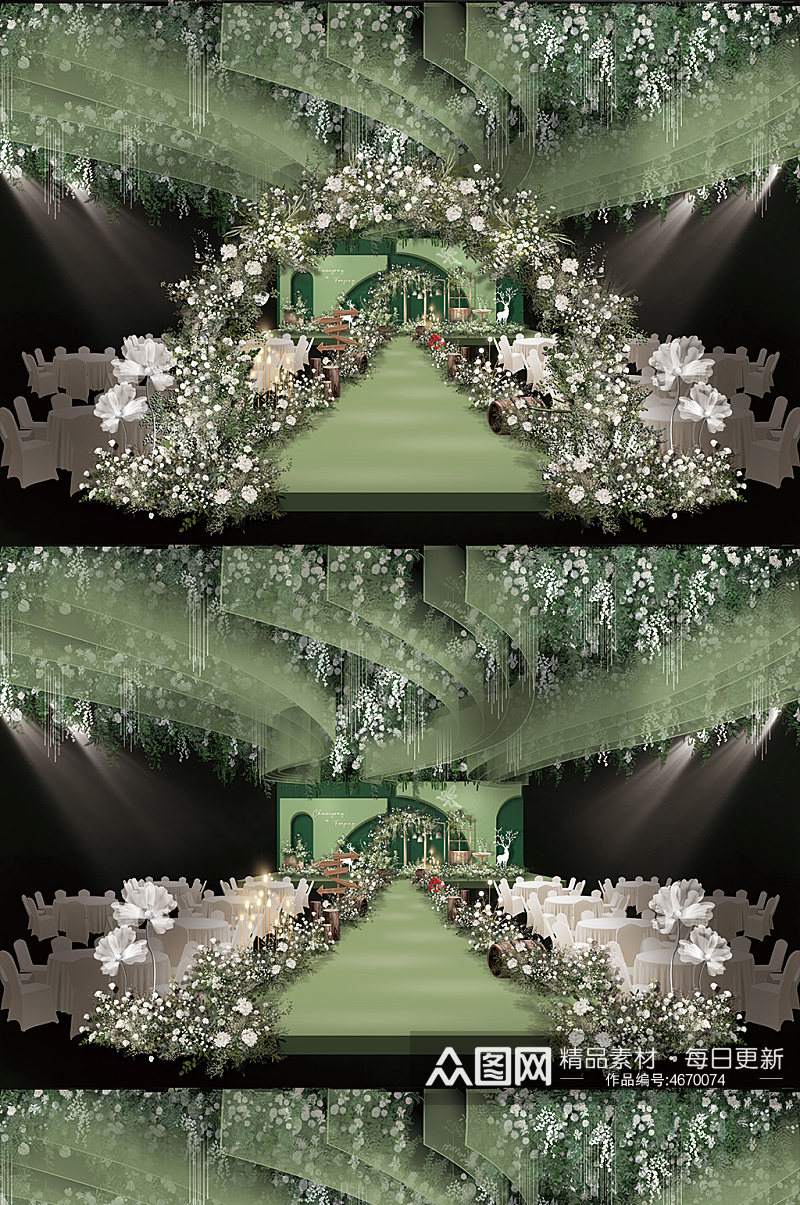 绿色森系婚礼效果图素材