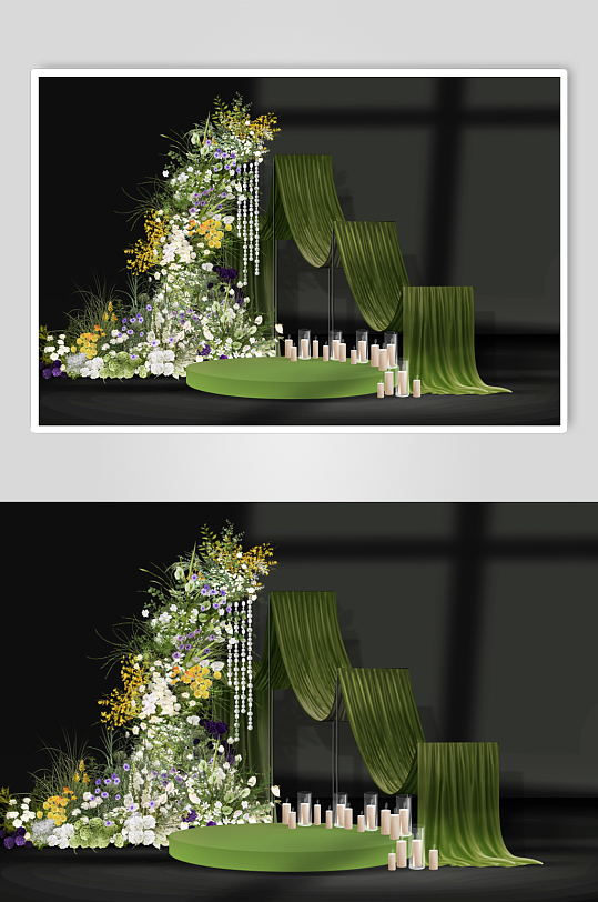 浅色绿色婚礼签到-众图网