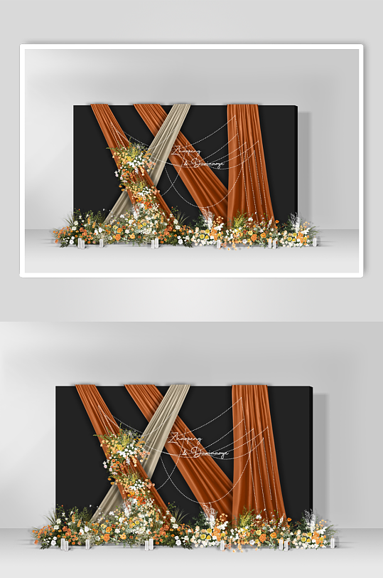 婚礼香槟色布慢签到-众图网