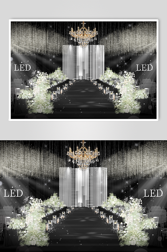 白绿色大气线帘舞台-众图网
