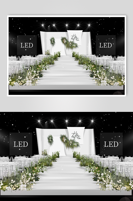 白绿色婚礼效果图-众图网