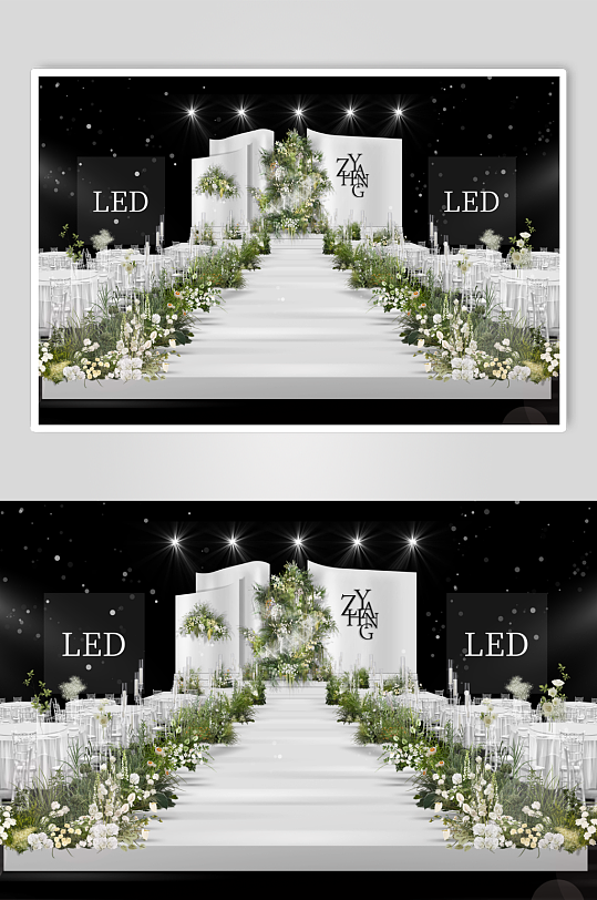 白绿色婚礼效果图-众图网