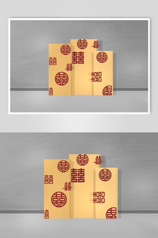 紅色喜字金色婚禮簽到背景