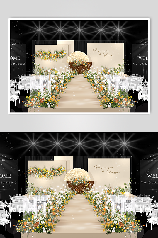 香槟色婚礼效果图-众图网