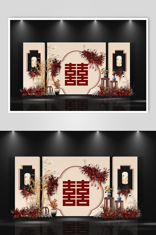 香槟色中式婚礼效果图-众图网