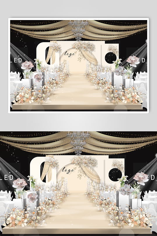 香槟色简约婚礼效果图-众图网