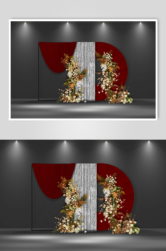 红色布慢雨丝帘婚礼签到-众图网