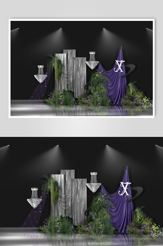 紫色布慢银色布慢婚礼签到布置-众图网