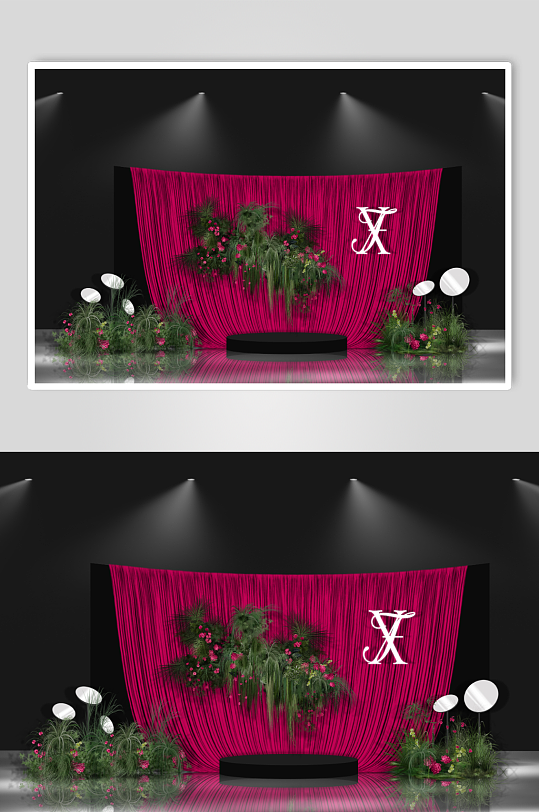 森系玫红色布慢婚礼签到布置-众图网