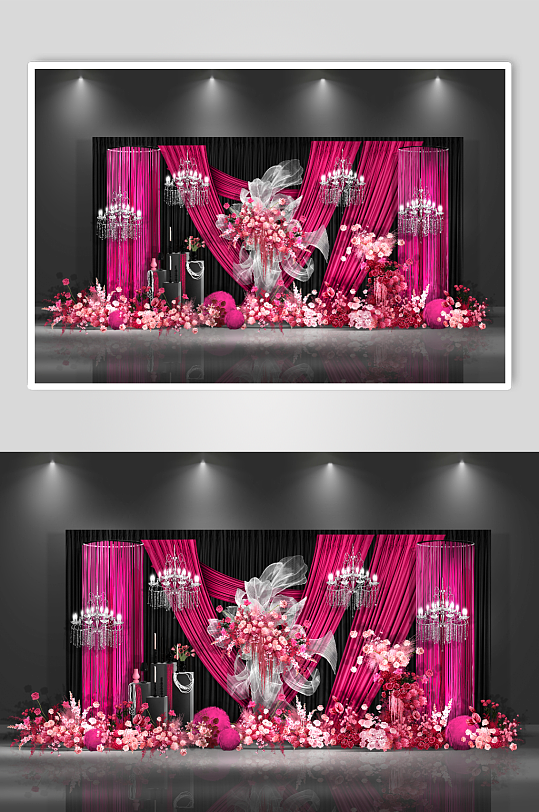 玫红色布慢韩式婚礼签到布置-众图网