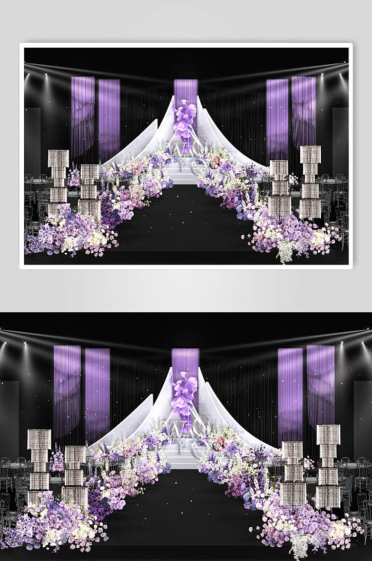 紫色线帘简约婚礼效果图-众图网