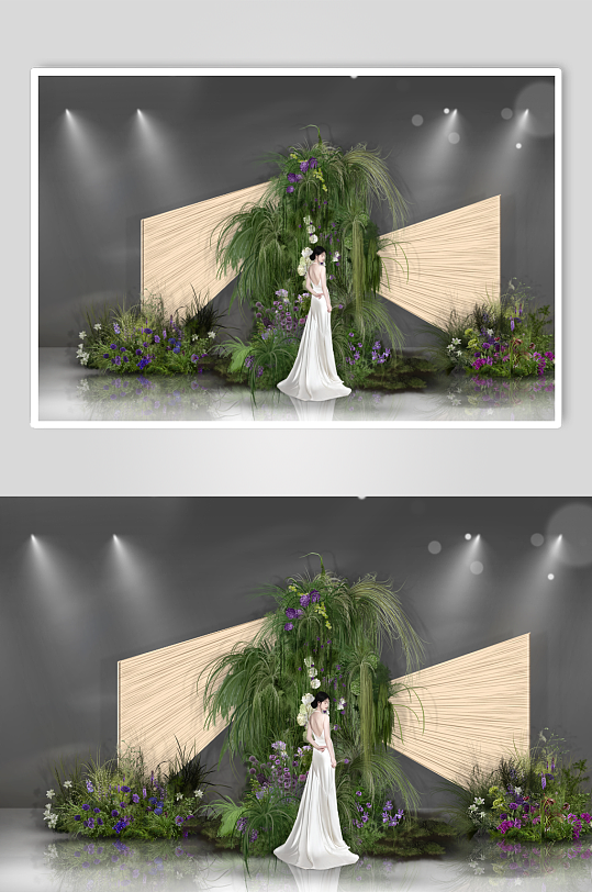 香槟色布幔简约婚礼签到-众图网