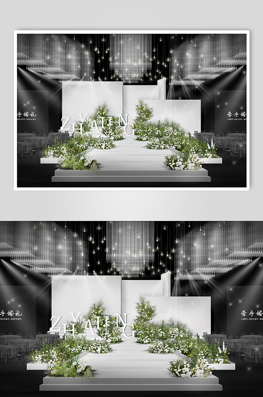 白色简约韩式婚礼效果图-众图网