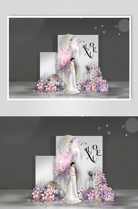 白色简约韩式婚礼效果图-众图网