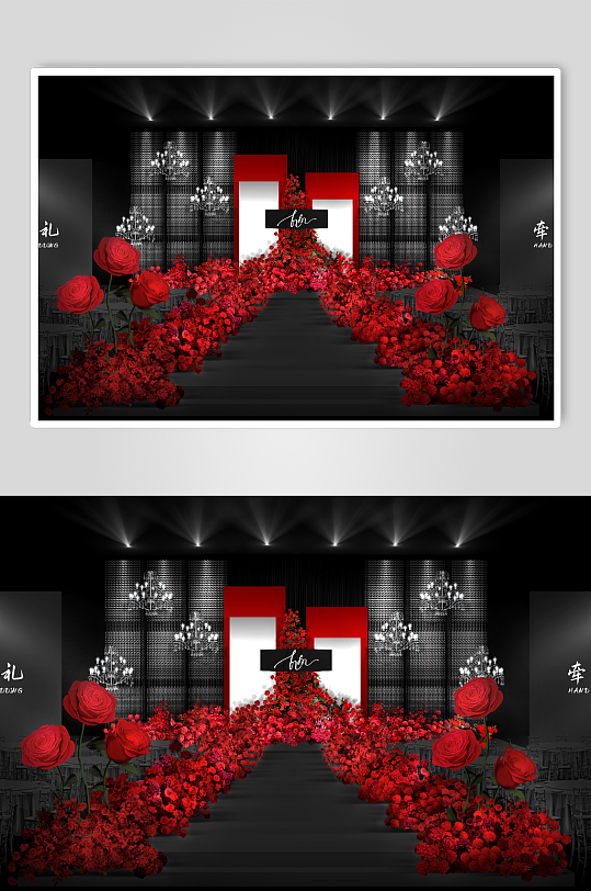 红色水晶连婚礼效果图-众图网