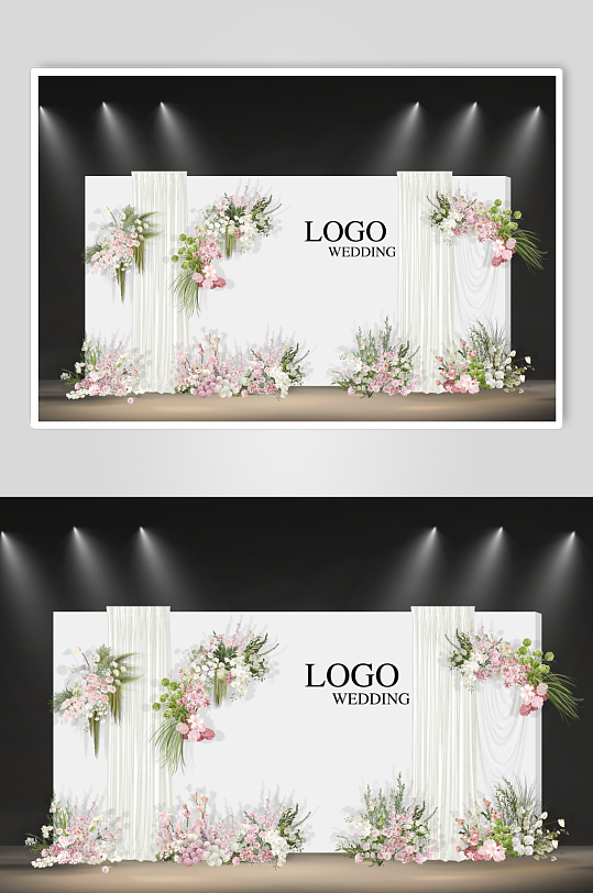 白色简约布幔婚礼签到-众图网