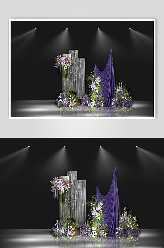 高级感黑紫色布幔亮银色布幔婚礼签到布置-众图网