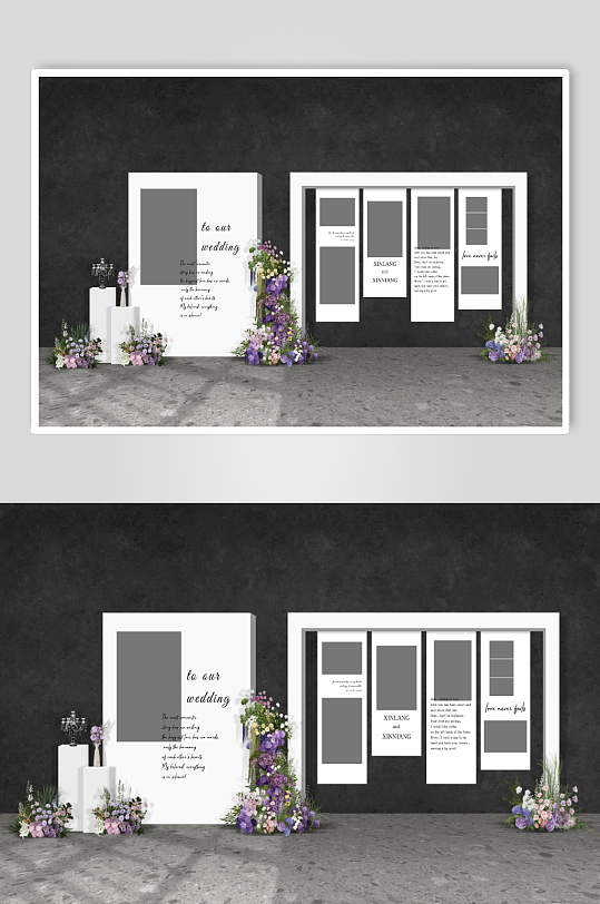 简约韩式婚礼照片墙签到布置-众图网