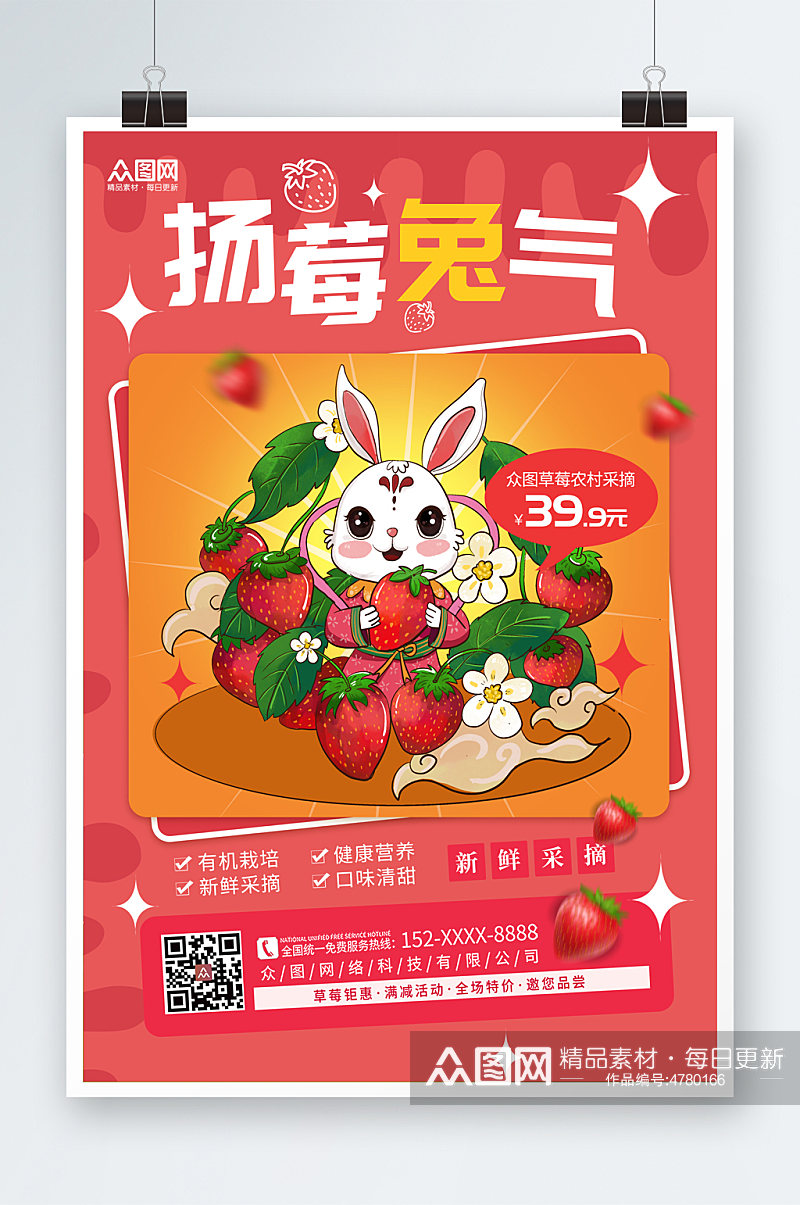 简洁大气兔年创意水果吉祥语海报素材