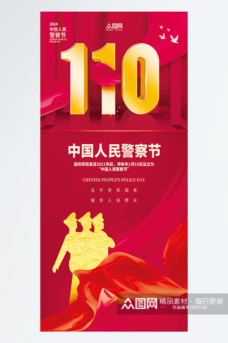 大气110中国人民警察节海报素材