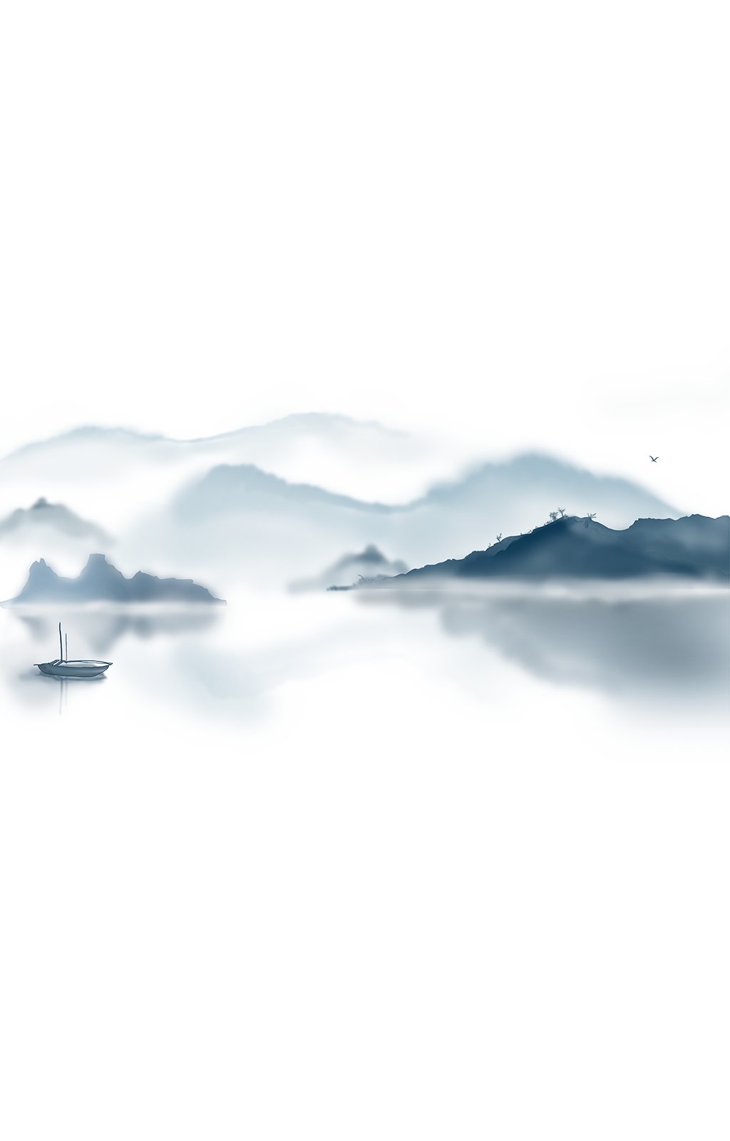 透明免扣水墨群山素材素材
